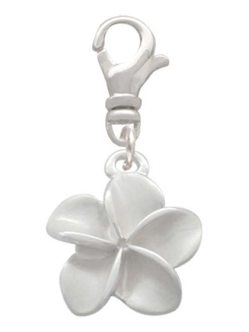 White Plumeria Flower Clip On Charm