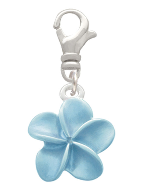 Blue Plumeria Flower Clip On Charm