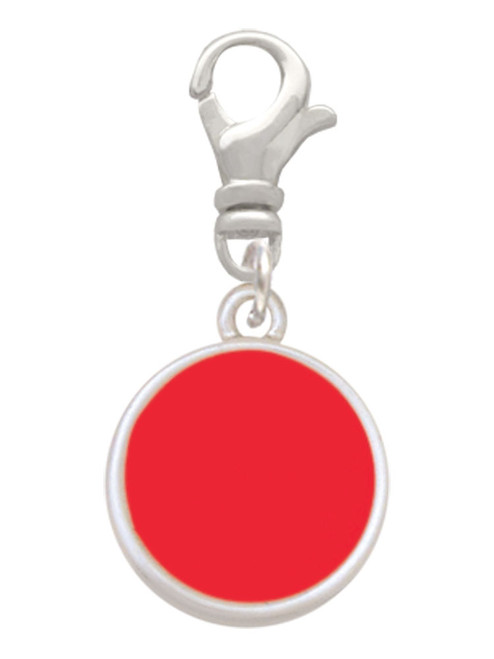 Small Red Enamel Disc Clip On Charm