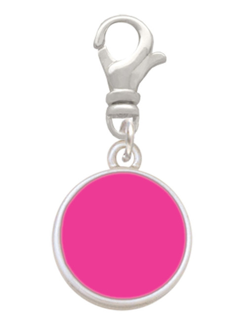Small Hot Pink Enamel Disc Clip On Charm