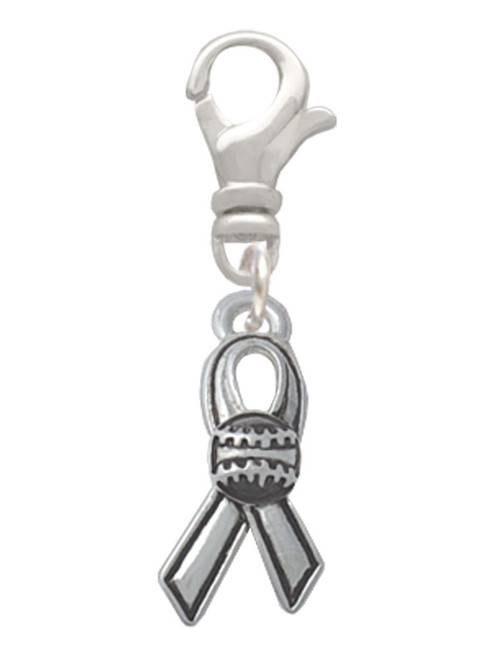 Ribbon with Softball Clip On Charm