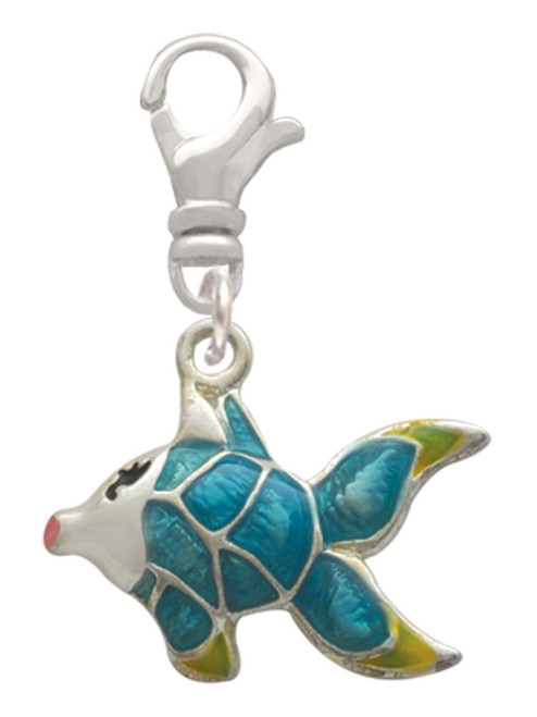 Blue Tropical Fish with Yellow Fins Clip On Charm
