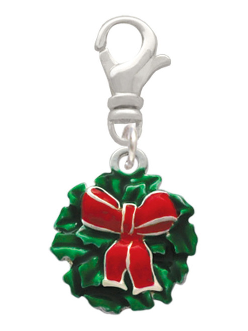 Enamel Wreath with Bow Clip On Charm