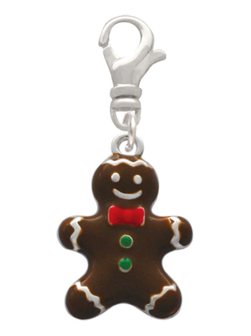 Enamel Gingerbread Boy Clip On Charm