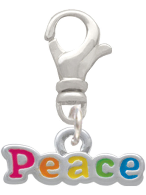 Rainbow Colored ''Peace'' Clip On Charm