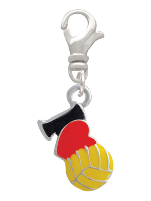 I Love Water polo - Red Heart Clip On Charm