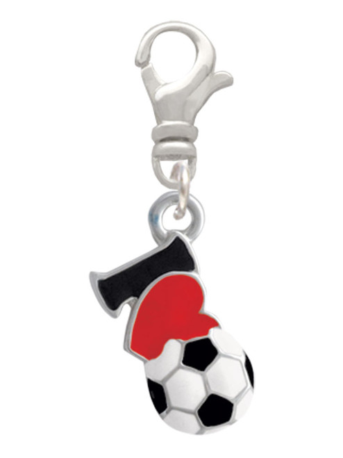 I love Soccer - Red Heart Clip On Charm