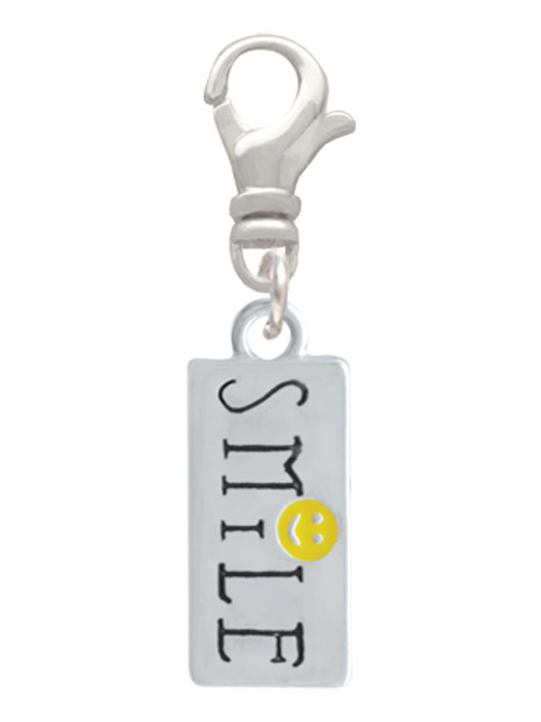 Smile with Smiley Face Rectangle Clip On Charm