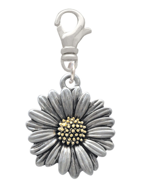 Large Two Tone Daisy Flower Clip On Charm
