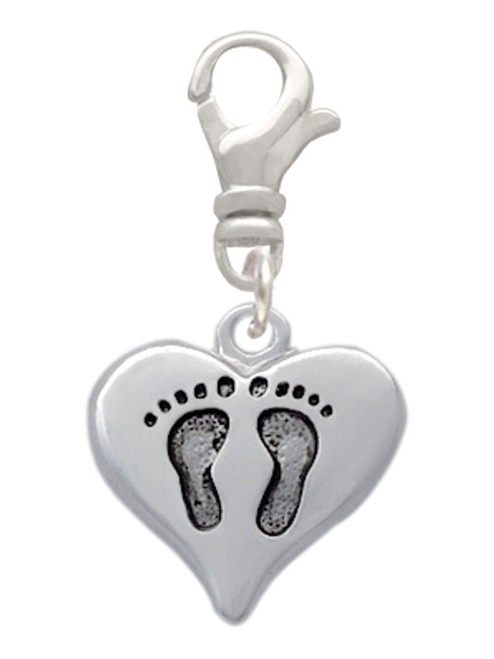 Heart with Baby Feet Clip On Charm