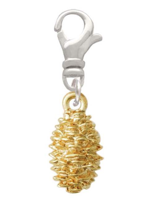 Gold Tone Pine Cone Clip On Charm