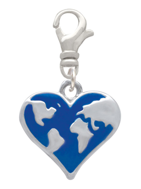 Enamel Earth Heart Clip On Charm