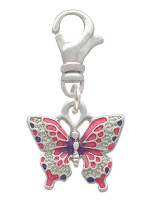 Small Hot Pink & Purple Butterfly Clip On Charm
