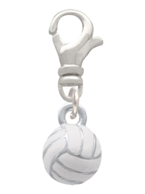 3-D White Volleyball Clip On Charm