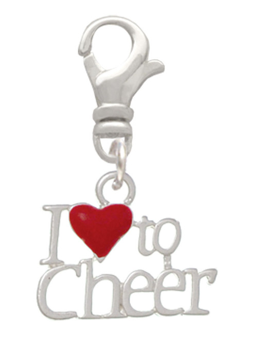 I love to Cheer with Red Heart Clip On Charm