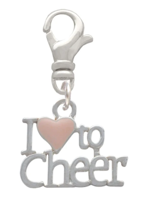 I love to Cheer with Pink Heart Clip On Charm