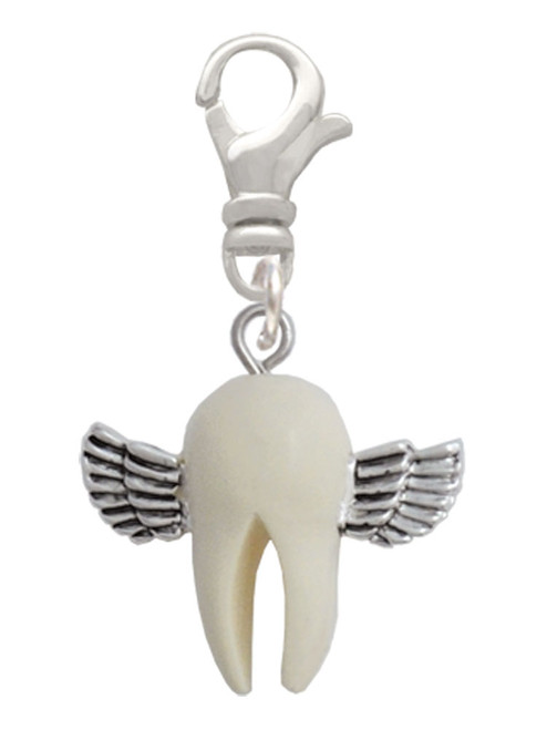 White Tooth with Wings - Tooth Fairy Clip On Charm