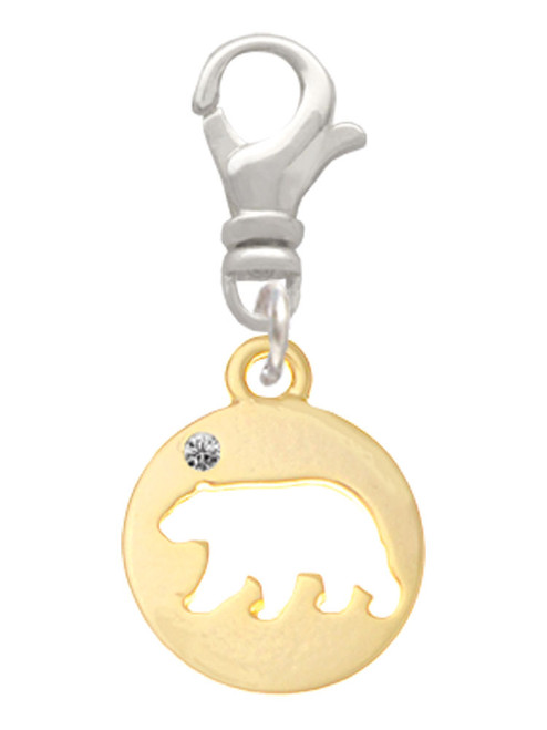 Gold Tone Bear Silhouette Clip On Charm