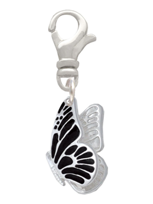 Black Flying Butterfly Clip On Charm