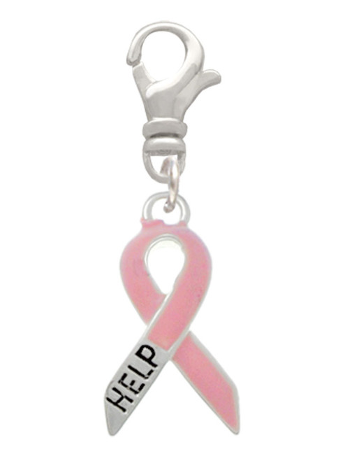 Pink Ribbon ''Help'' Clip On Charm