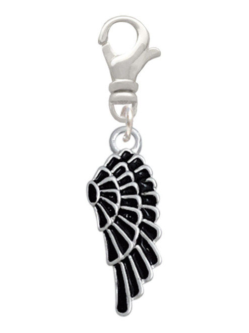 Medium Black Enamel Angel Wing Clip On Charm