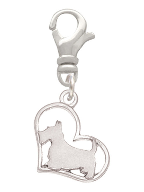 Scottie Dog Silhouette Heart Clip On Charm
