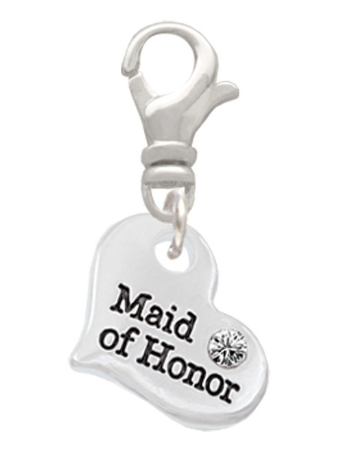 Small Maid of Honor Heart Clip On Charm