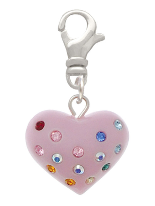 Pink Resin Heart Clip On Charm