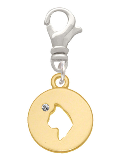 Gold Tone Cat Head Silhouette Clip On Charm