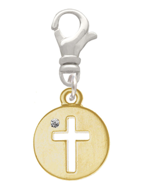 Gold Tone Cross Silhouette Clip On Charm