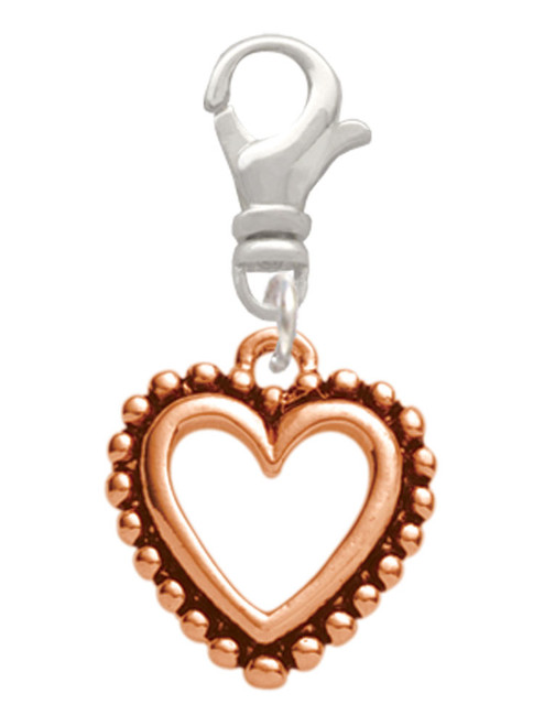 Open Rose Gold Tone Heart Clip On Charm
