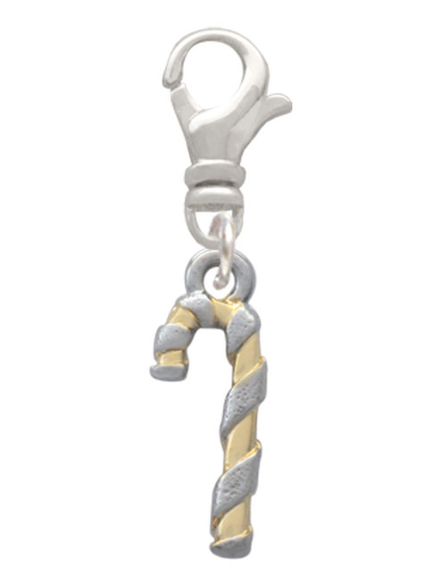 3-D and Gold Tone Candy Cane Clip On Charm