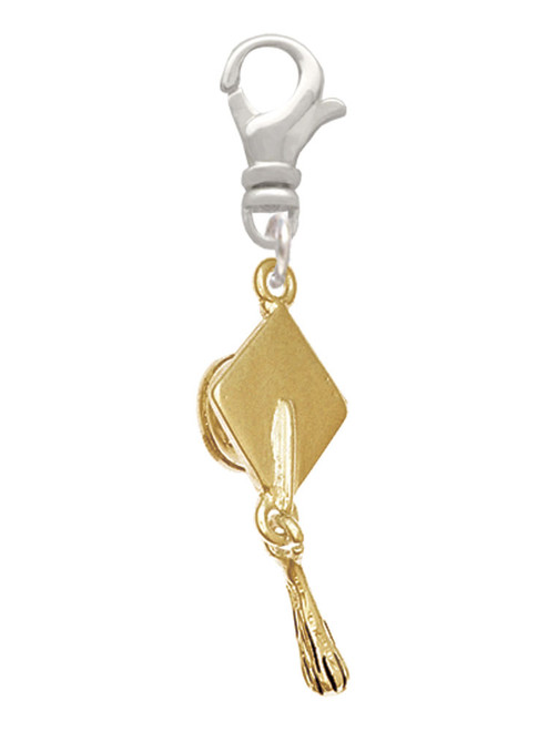 Gold Tone Graduation Hat Clip On Charm