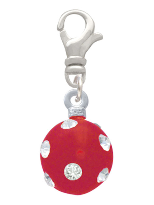 3-D Frosted Red Resin Ornament with Crystals Clip On Charm