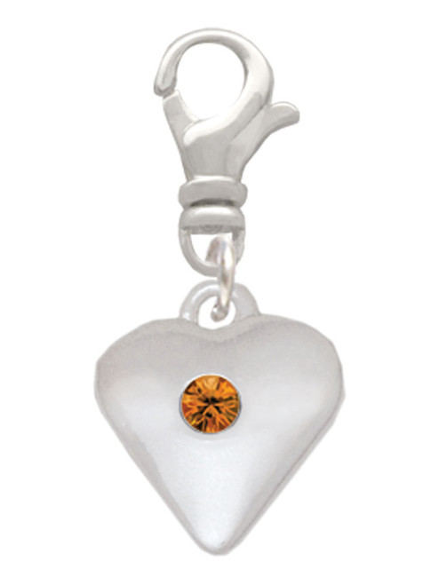 Large November - Yellow Crystal Heart Clip On Charm