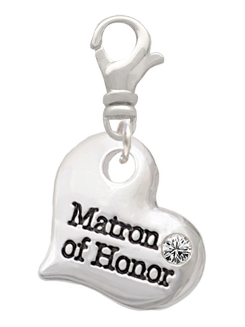 Large Matron of Honor Heart Clip On Charm