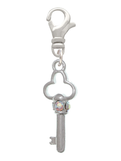 Trefoil Key with AB Crystals Clip On Charm