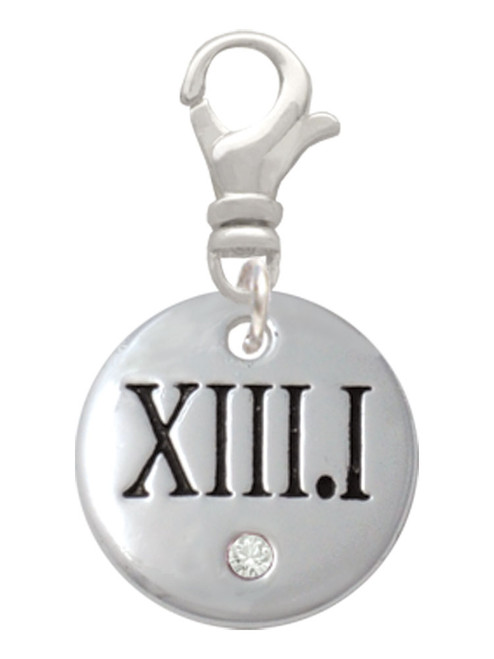 Half Marathon with Clear Crystal Roman Numeral Clip On Charm
