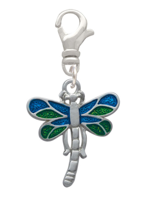 Dragonfly with Green & Blue Wings Clip On Charm
