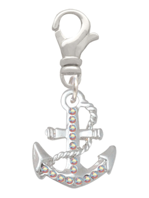 AB Crystal Anchor Clip On Charm