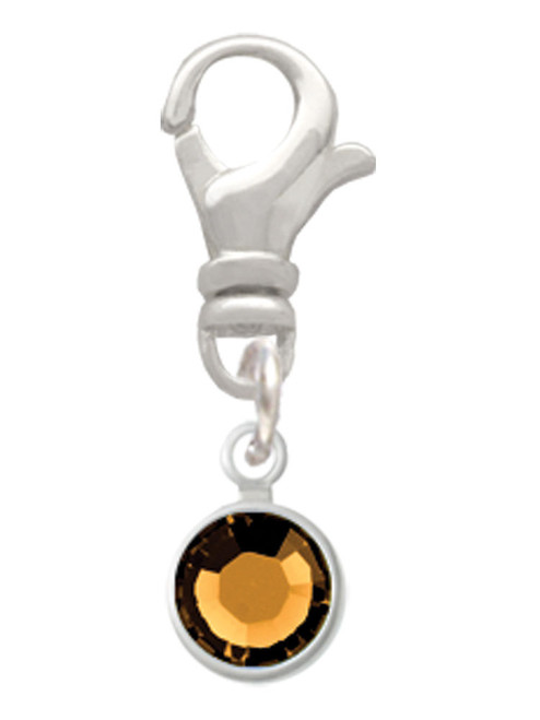 Crystal Brown Channel Drop Clip On Charm