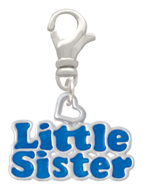 Royal Blue ''Little Sister'' with Heart Clip On Charm