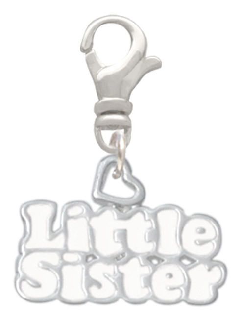 White ''Little Sister'' with Heart Clip On Charm