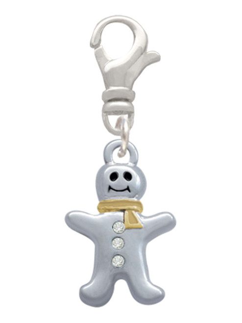 Two Tone Gingerbread Man with Crystal Buttons Clip On Charm