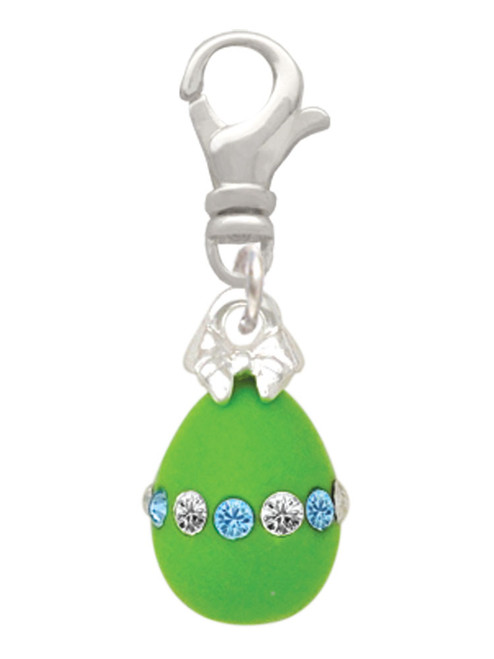 Lime Green Easter Egg with Color Crystal Band Clip On Charm