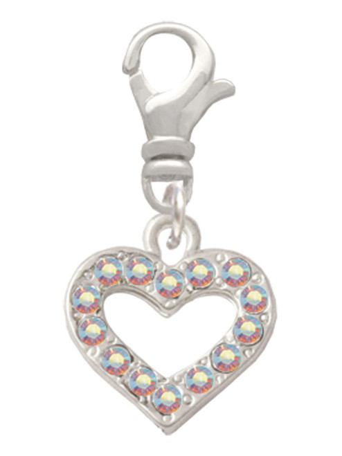 AB Crystal Open Heart Clip On Charm