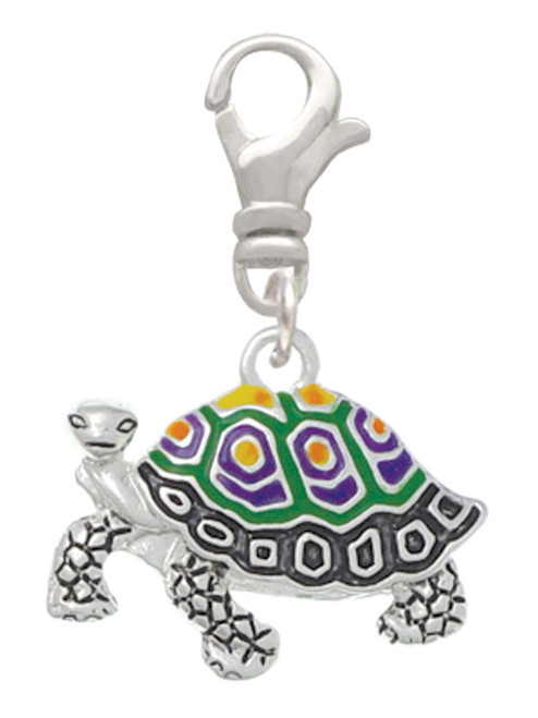 Enamel Side Turtle Clip On Charm