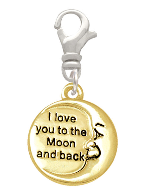 Gold Tone I Love You to the Moon and Back Clip On Charm