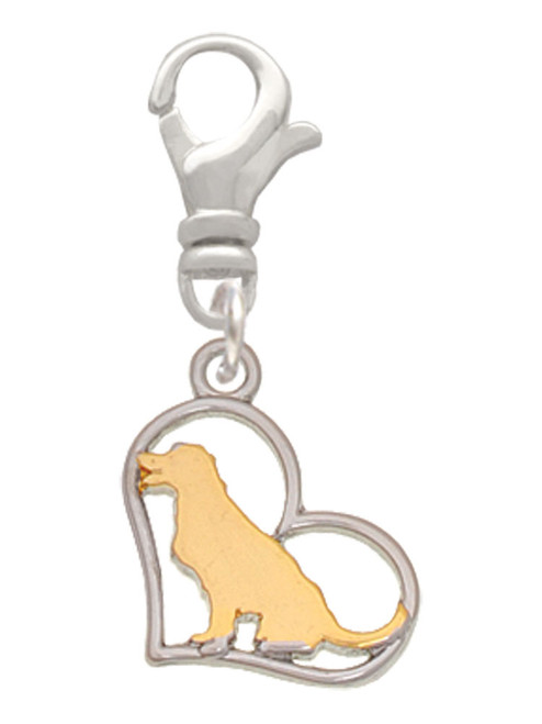 Two Tone Labrador Silhouette Heart Clip On Charm