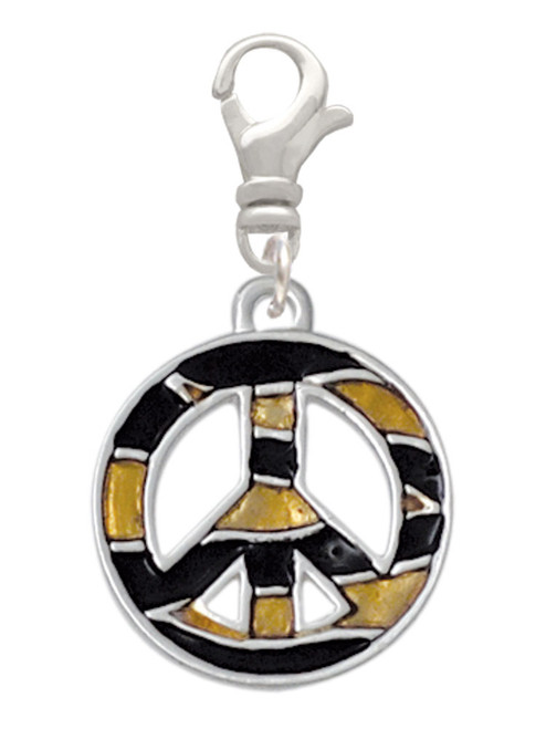 Large Brown Tiger Print Peace Sign Clip On Charm